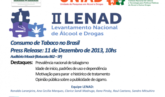 Divulgação dos dados do II LENAD - Consumo de Tabaco no Brasil